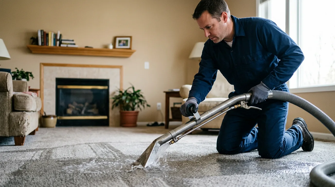 Water damage restoration technician working near Marne, IA
